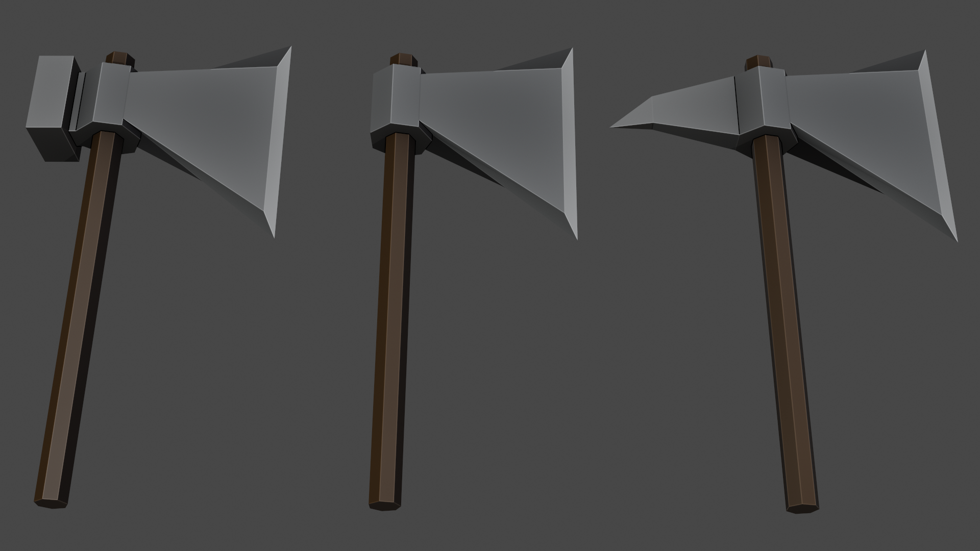 Set of 3 low poly axes preview image 1